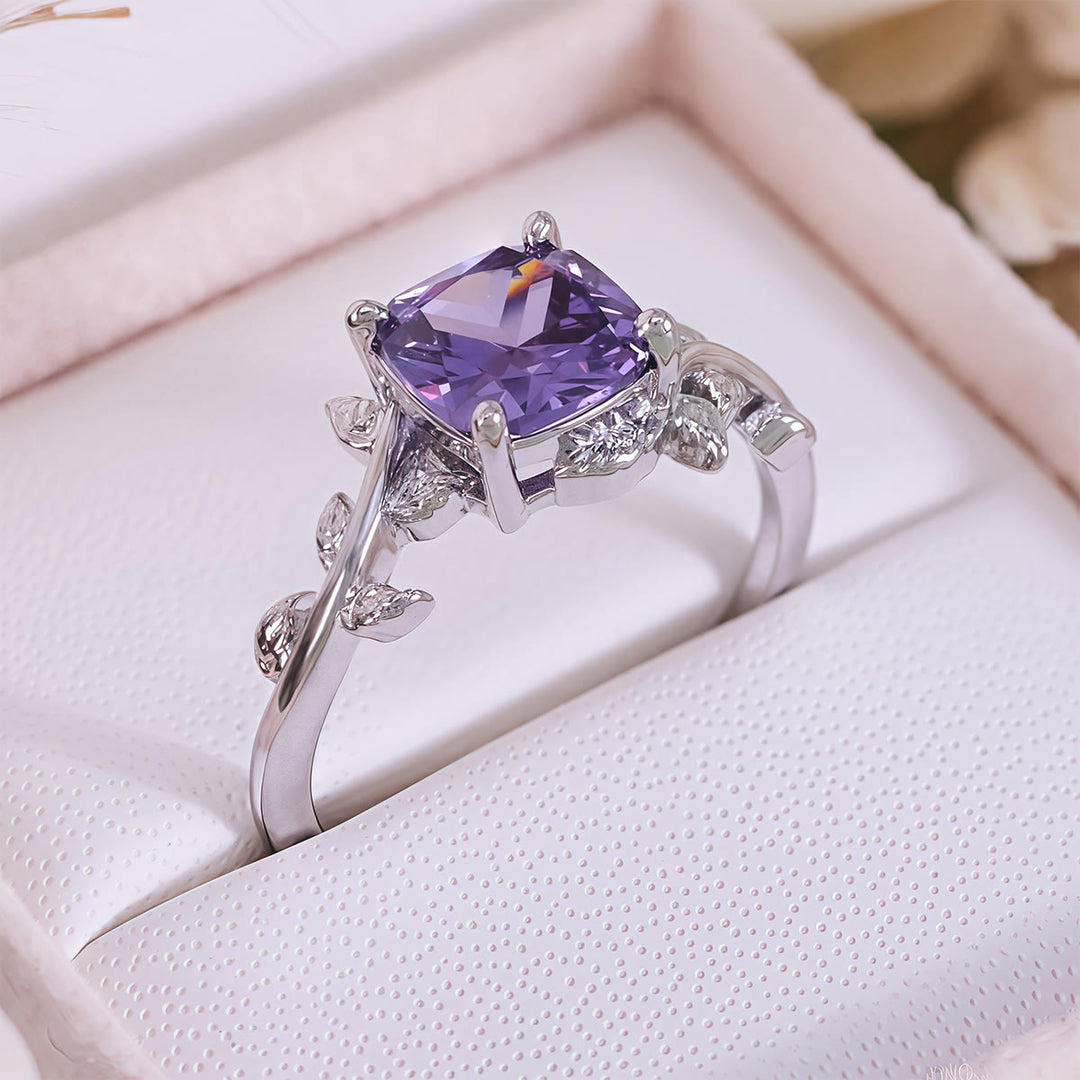 Olivenorma Square Cut Amethyst Leaf Wrap Ring - US 10 - image 0