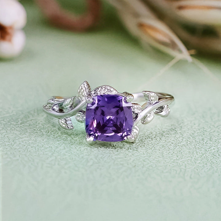 Olivenorma Square Cut Amethyst Leaf Wrap Ring - image 3