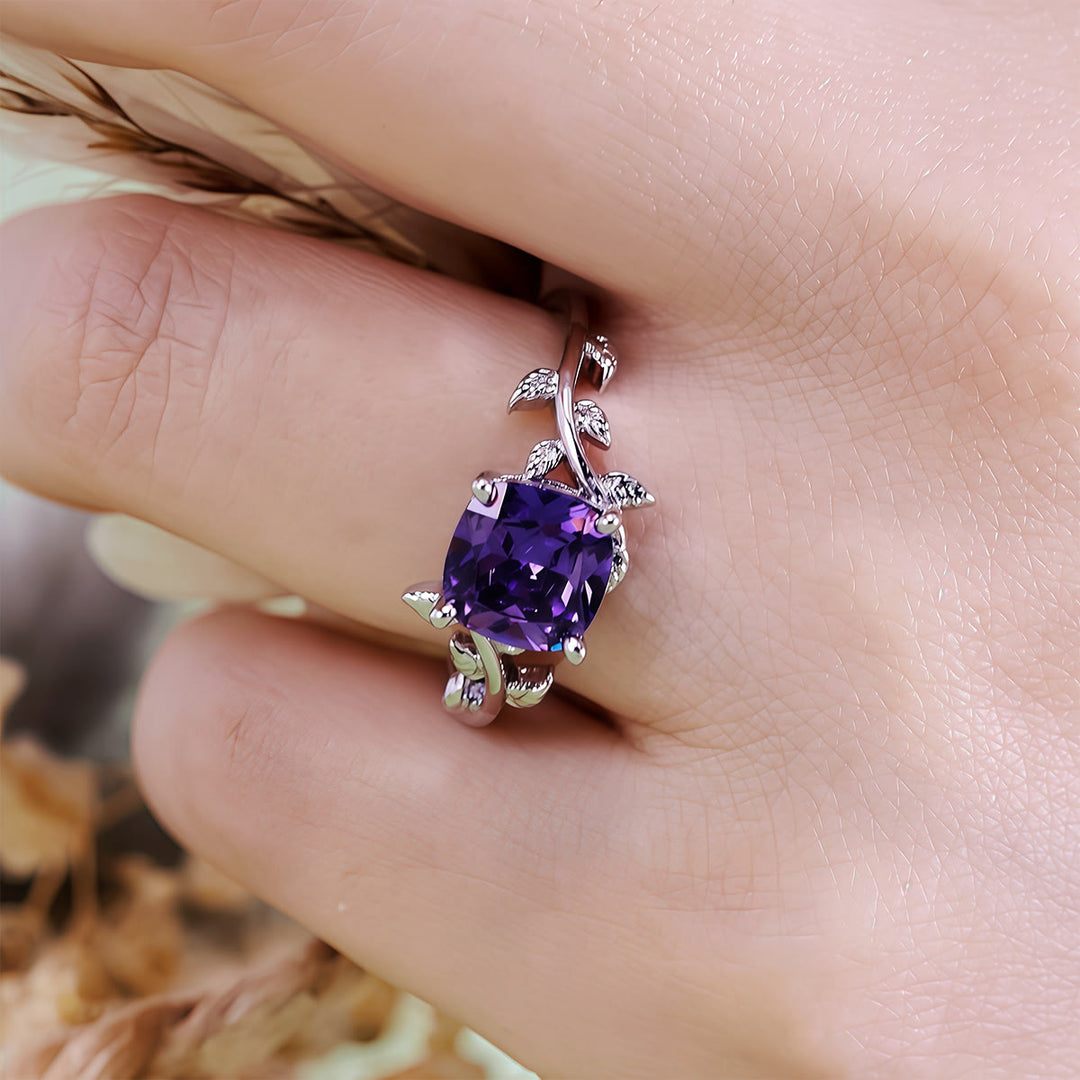 Olivenorma Square Cut Amethyst Leaf Wrap Ring - image 1