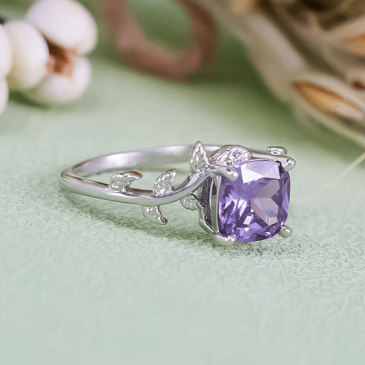 Olivenorma Square Cut Amethyst Leaf Wrap Ring - image 5
