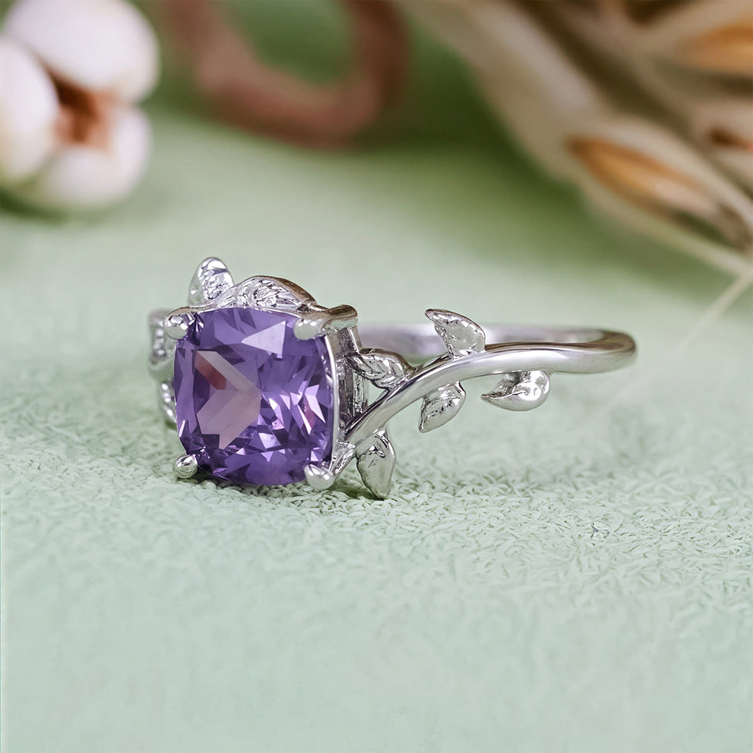 Olivenorma Square Cut Amethyst Leaf Wrap Ring - image 4