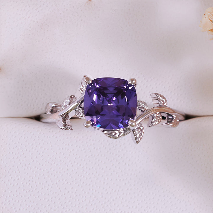Olivenorma Square Cut Amethyst Leaf Wrap Ring - image 2