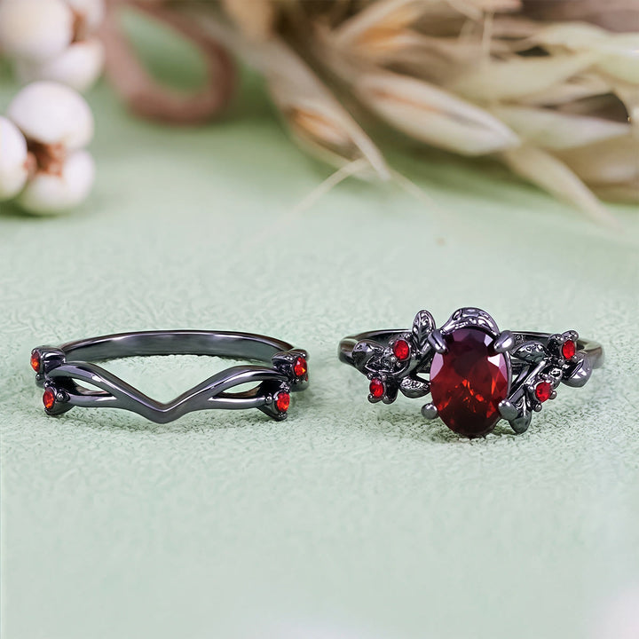 Olivenorma Vintage Black Ruby Leaf Ring - image 7