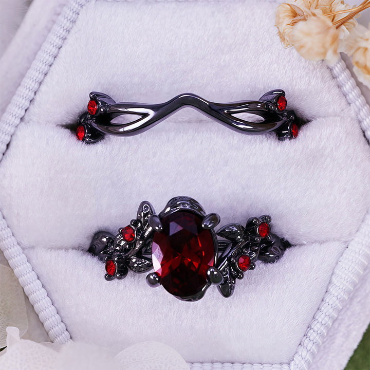 Olivenorma Vintage Black Ruby Leaf Ring - US 10 - image 0