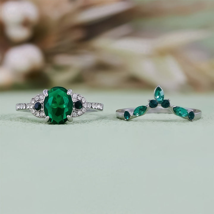 Olivenorma Emerald Crown Two-Piece Ring Set - image 7