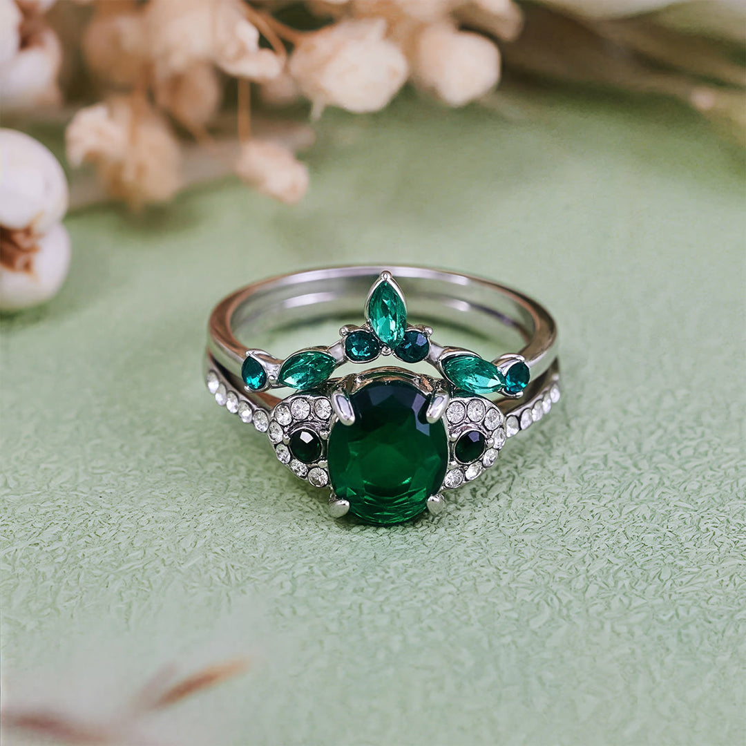 Olivenorma Emerald Crown Two-Piece Ring Set - image 5