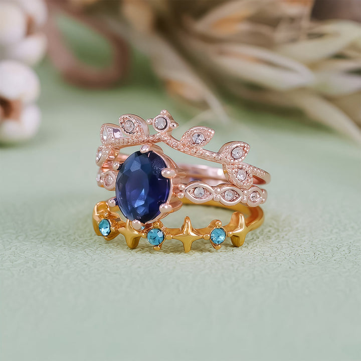 Olivenorma Moon Star Eternal Twilight Leaf 3 Pcs Ring Set  - image 4