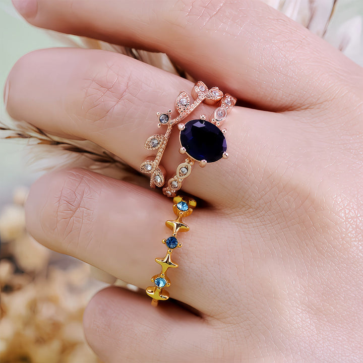 Olivenorma Moon Star Eternal Twilight Leaf 3 Pcs Ring Set  - image 2