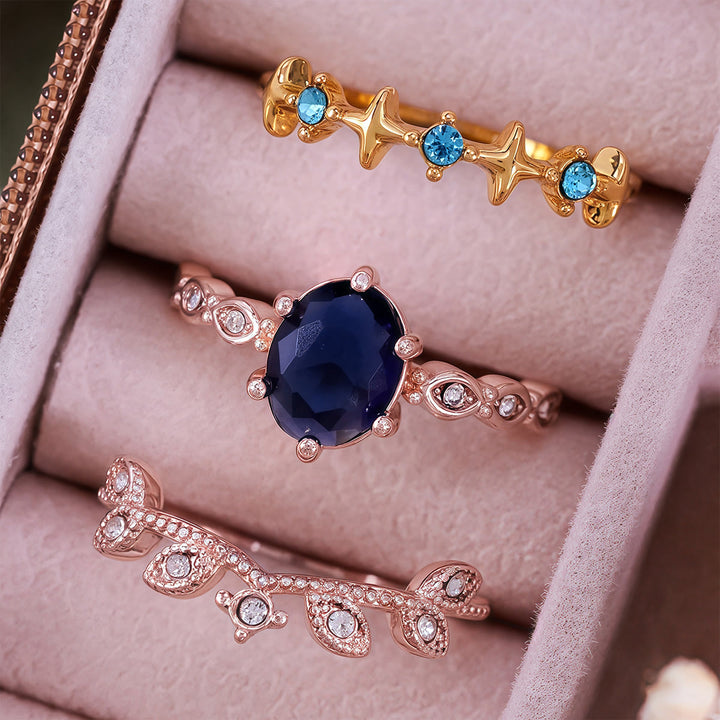 Olivenorma Moon Star Eternal Twilight Leaf 3 Pcs Ring Set  - image 7