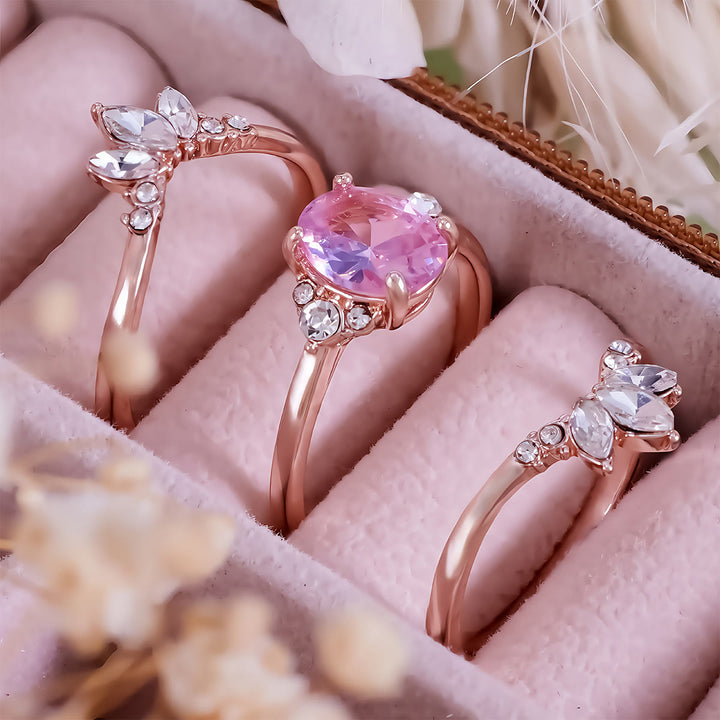 Olivenorma Pink Tourmaline Moissanite 3Pcs Ring Set - image 7