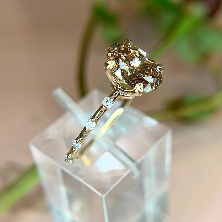 Olivenorma Delicate Oval Cut Smoky Quartz Ring - image 7