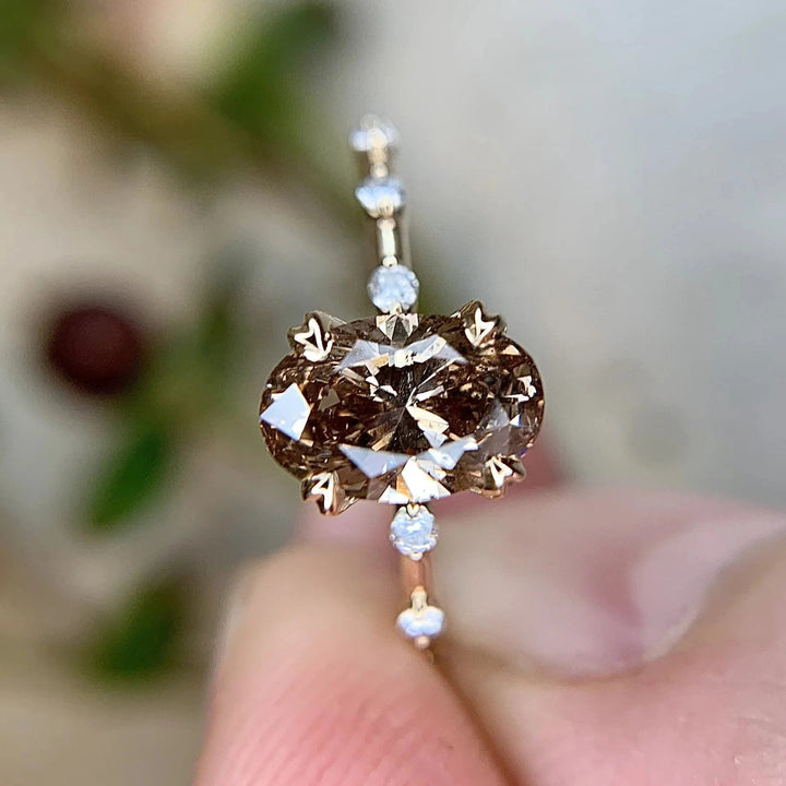 Olivenorma Delicate Oval Cut Smoky Quartz Ring - image 4