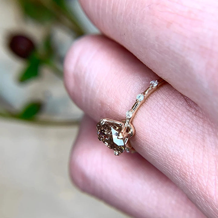 Olivenorma Delicate Oval Cut Smoky Quartz Ring - image 2