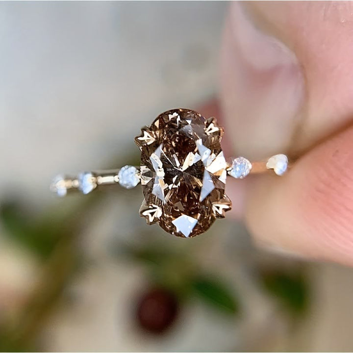 Olivenorma Delicate Oval Cut Smoky Quartz Ring - US 11 - image 0