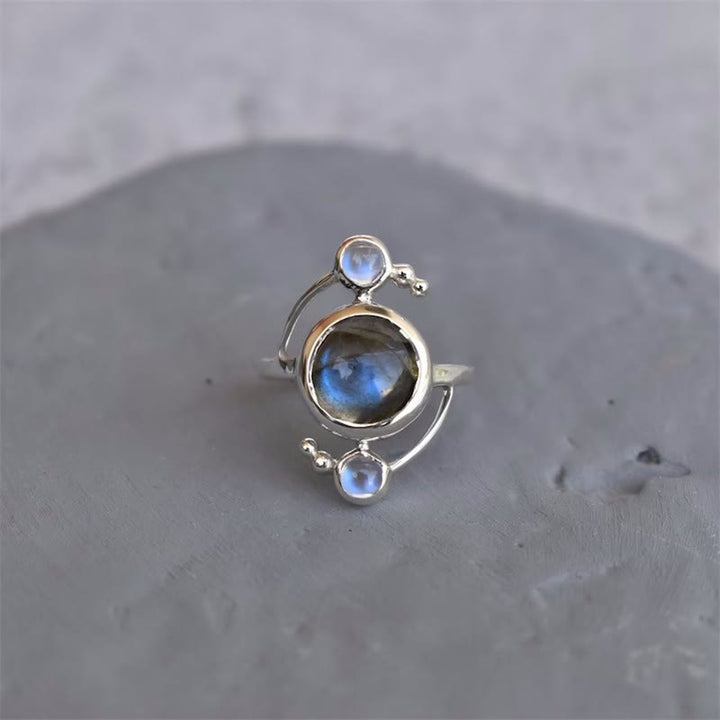 Olivenorma Natural Labradorite Satellite Wrap Design Alloy Ring - image 3