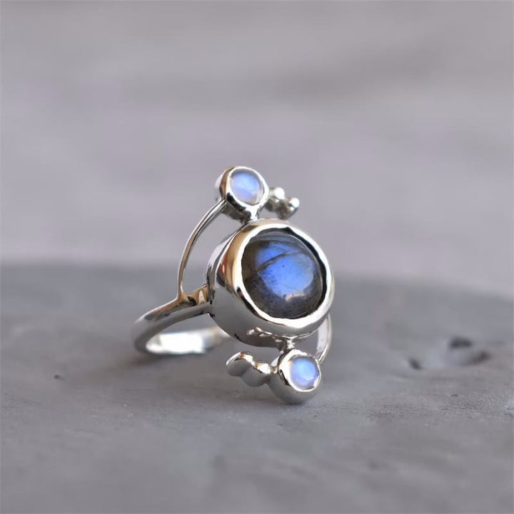 Olivenorma Natural Labradorite Satellite Wrap Design Alloy Ring - US 11 - image 0