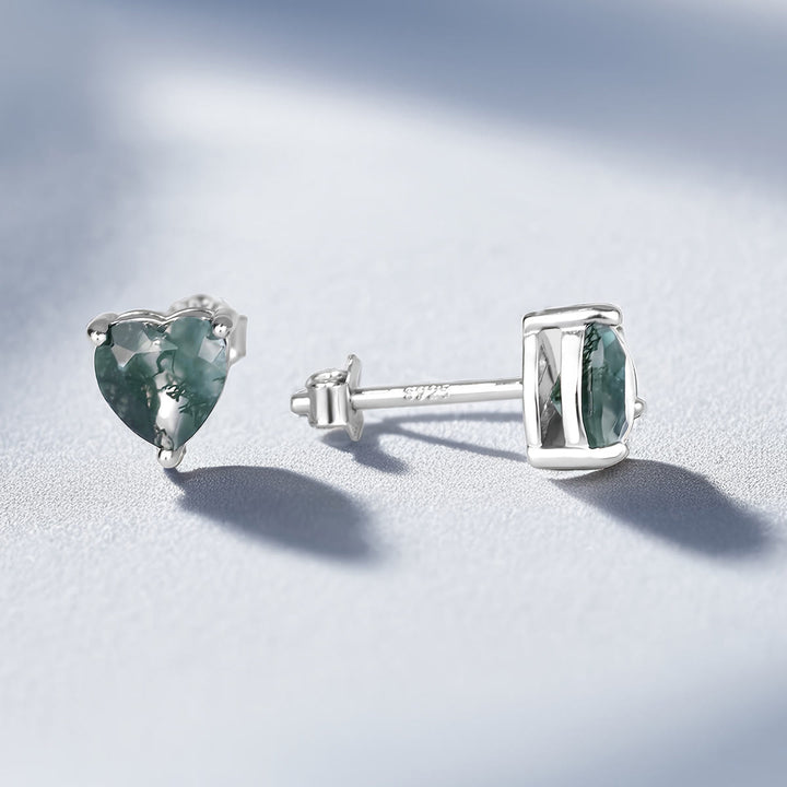 Olivenorma Heart Cut Moss Agate Earrings Necklace Ring - image 6