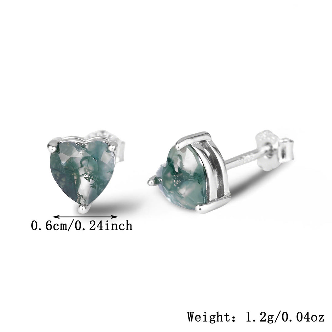 Olivenorma Heart Cut Moss Agate Earrings Necklace Ring - image 7