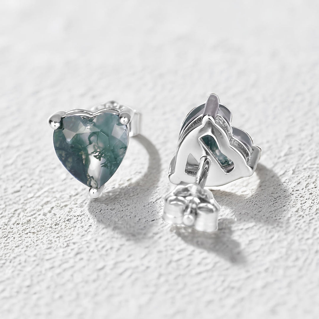 Olivenorma Heart Cut Moss Agate Earrings Necklace Ring - image 5