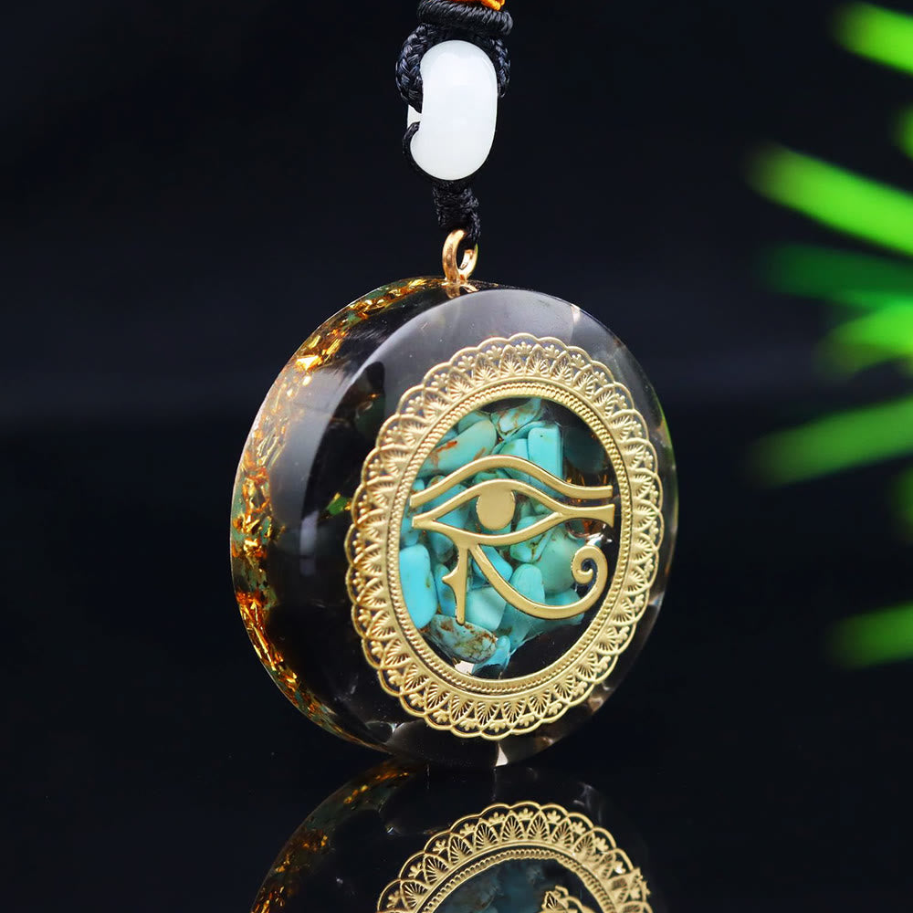 Olivenorma Black Onyx Turquoise Gravel Epoxy Orgone Necklace - image 1