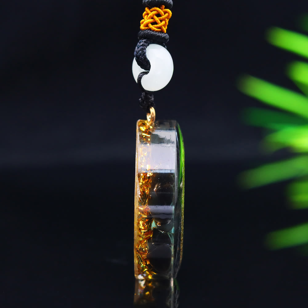 Olivenorma Black Onyx Turquoise Gravel Epoxy Orgone Necklace - image 3