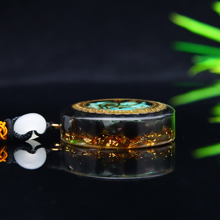 Olivenorma Black Onyx Turquoise Gravel Epoxy Orgone Necklace - image 4