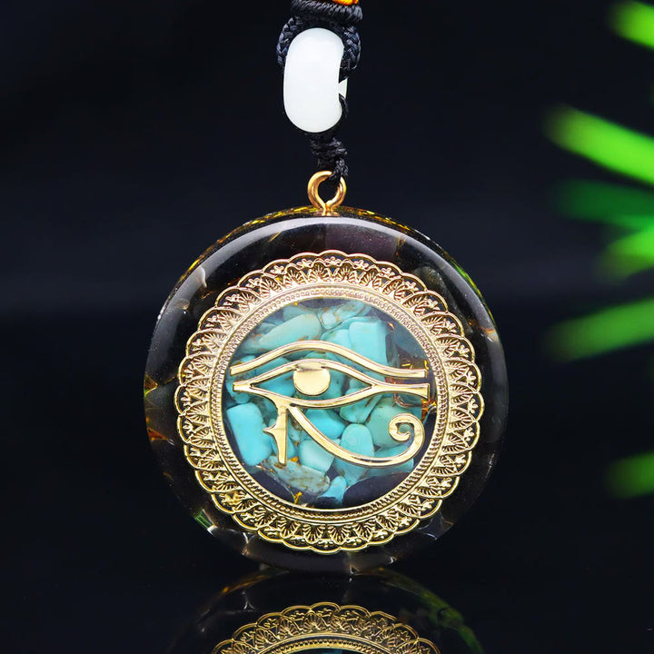 Olivenorma Black Onyx Turquoise Gravel Epoxy Orgone Necklace - Black Onyx & Turquoise - image 0