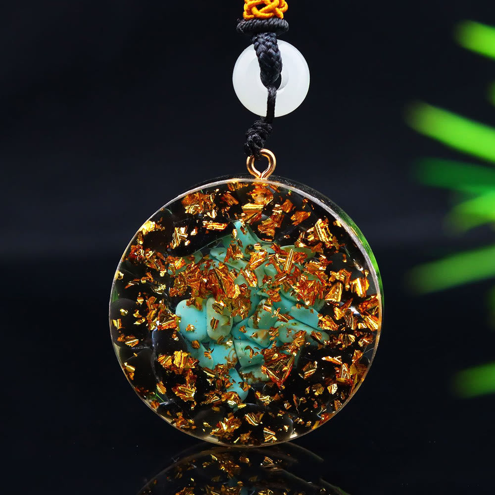 Olivenorma Black Onyx Turquoise Gravel Epoxy Orgone Necklace - image 2