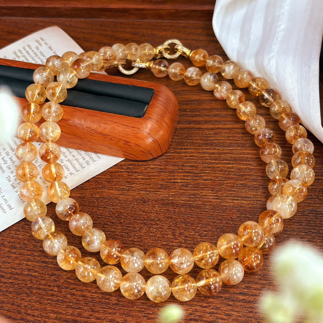 Olivenorma 10mm Natural Citrine Beads Bracelet Necklace - image 5
