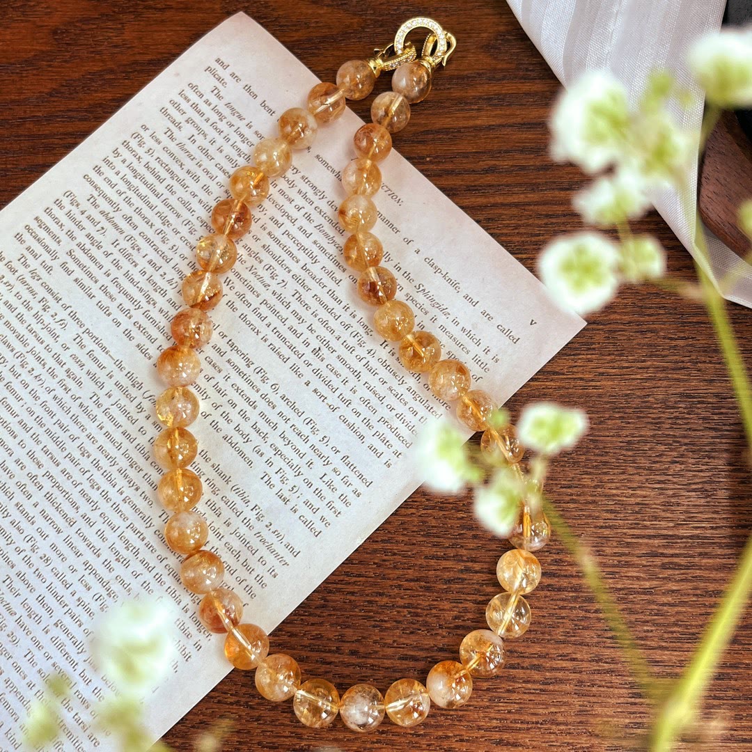 Olivenorma 10mm Natural Citrine Beads Bracelet Necklace - Necklace - image 0