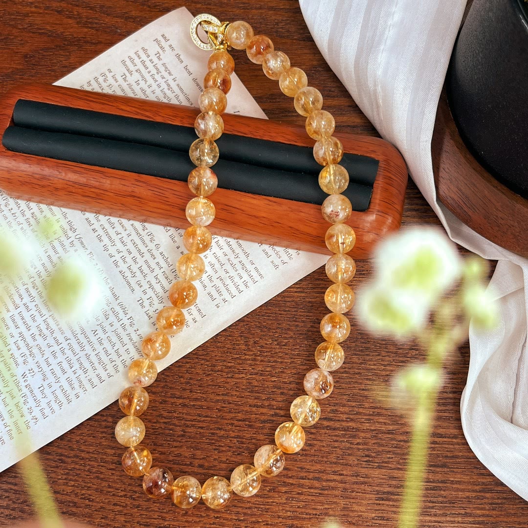 Olivenorma 10mm Natural Citrine Beads Bracelet Necklace - image 7