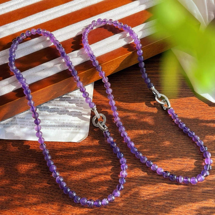 Olivenorma 6/8mm Natural Amethyst Bead Necklace - image 0