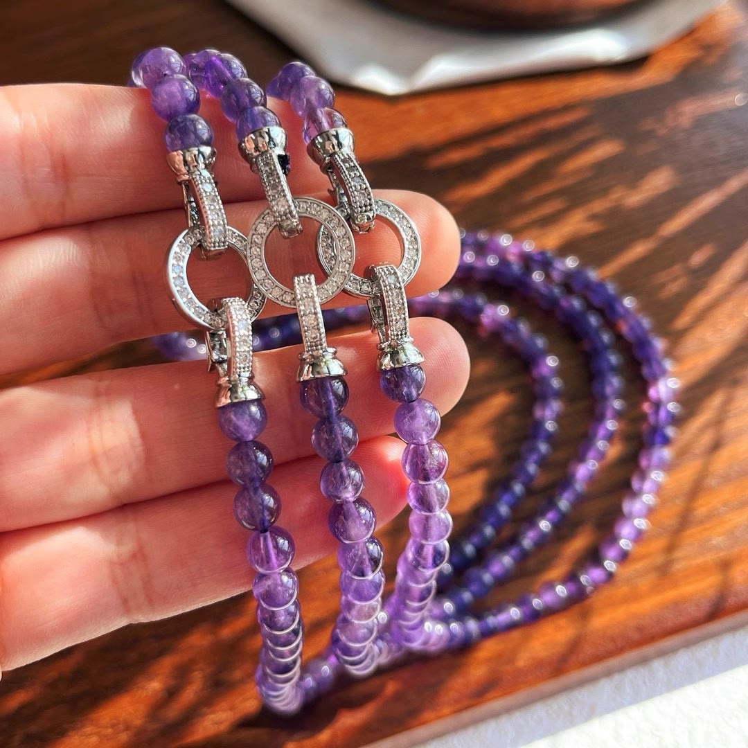 Olivenorma 6/8mm Natural Amethyst Bead Necklace - image 5