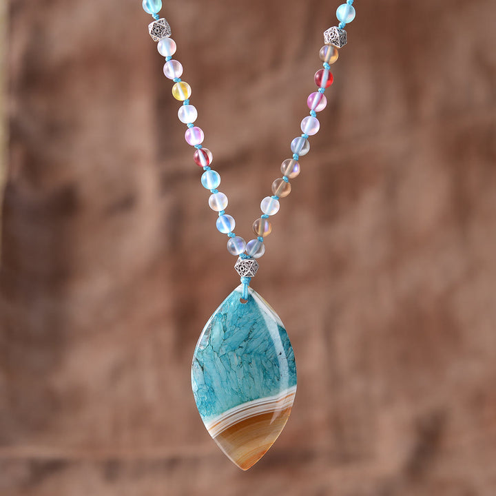Olivenorma Natural Amazonite Pendant Rutilated Quartz Beaded Necklace - Amazonite - image 0