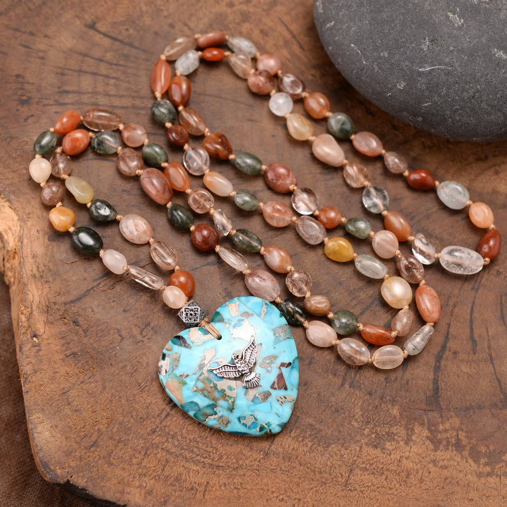 Olivenorma Natural Amazonite Pendant Rutilated Quartz Beaded Necklace - image 10
