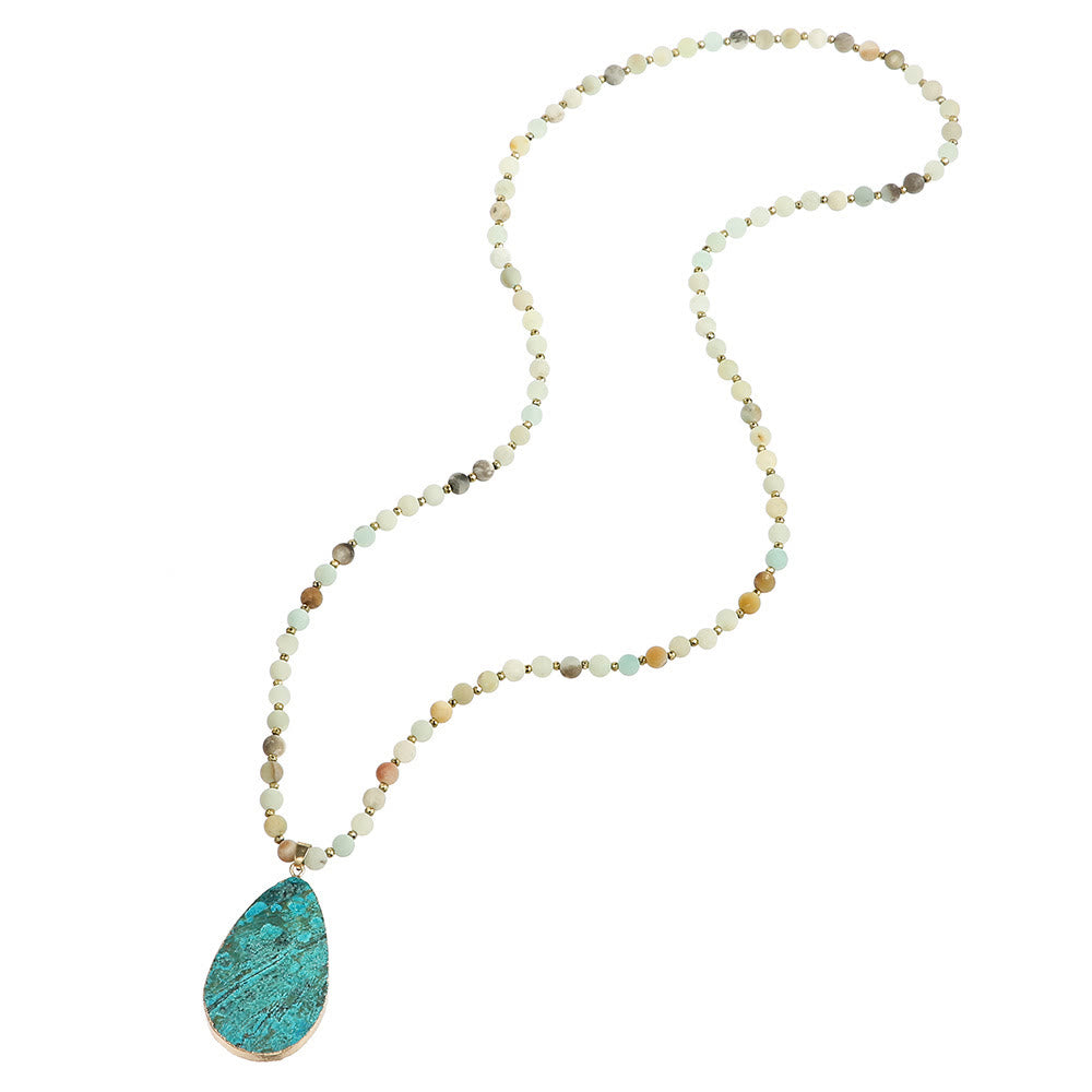 Olivenorma Amazonite Beaded Drop Pendant Necklace - image 4