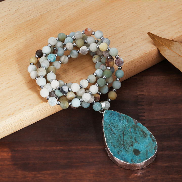 Olivenorma Amazonite Beaded Drop Pendant Necklace - image 3