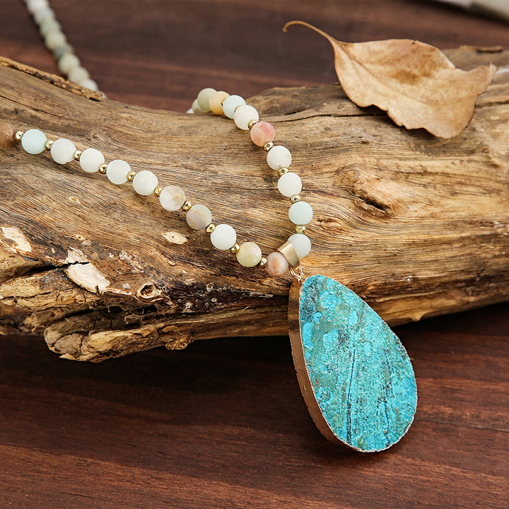 Olivenorma Amazonite Beaded Drop Pendant Necklace - Amazonite - image 0