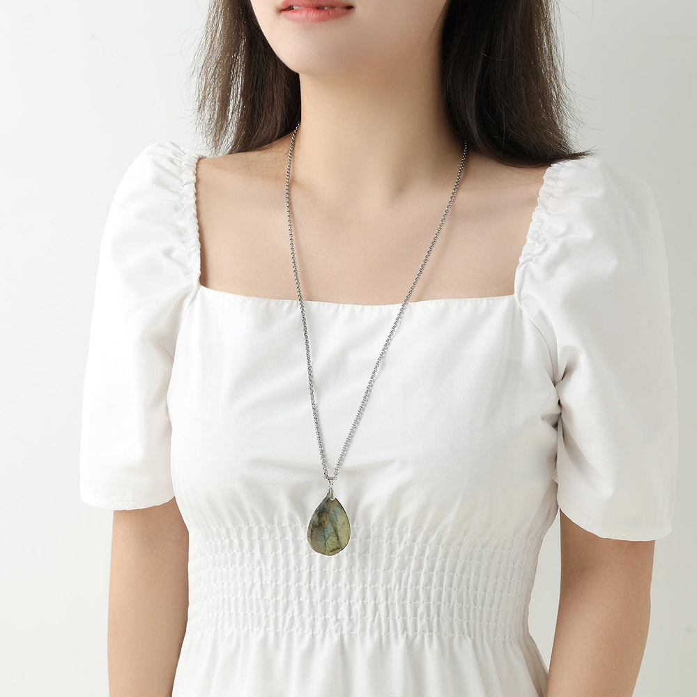 Olivenorma Labradorite Water Drop Pendant Necklace - image 1