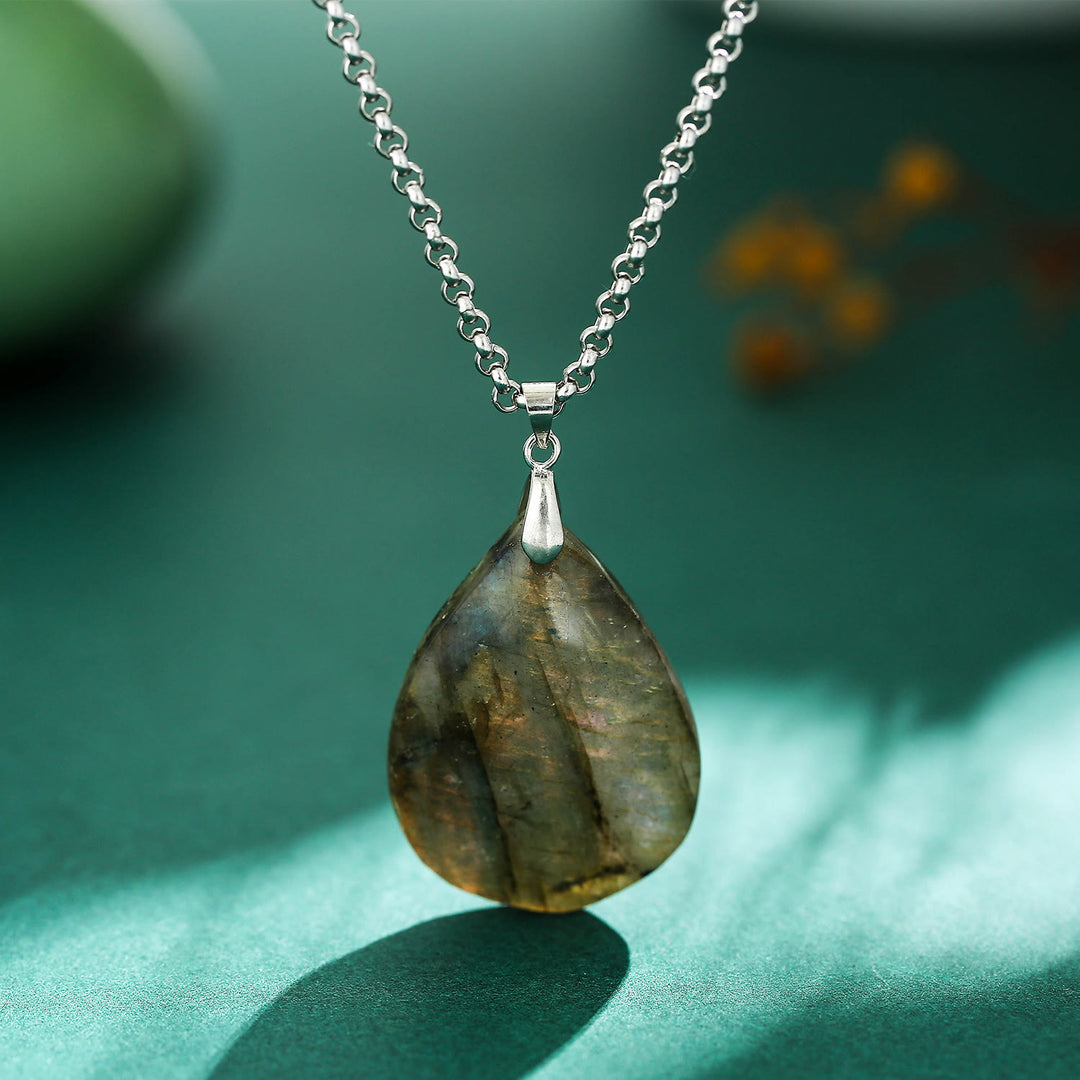 Olivenorma Labradorite Water Drop Pendant Necklace - Labradorite - image 0