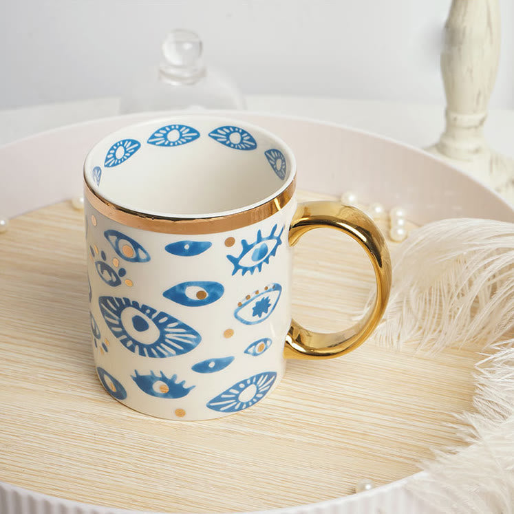 Olivenorma Evil Eye Hamsa Hand Ceramic Teacup - Evil Eye - Cup with Handle - image 2