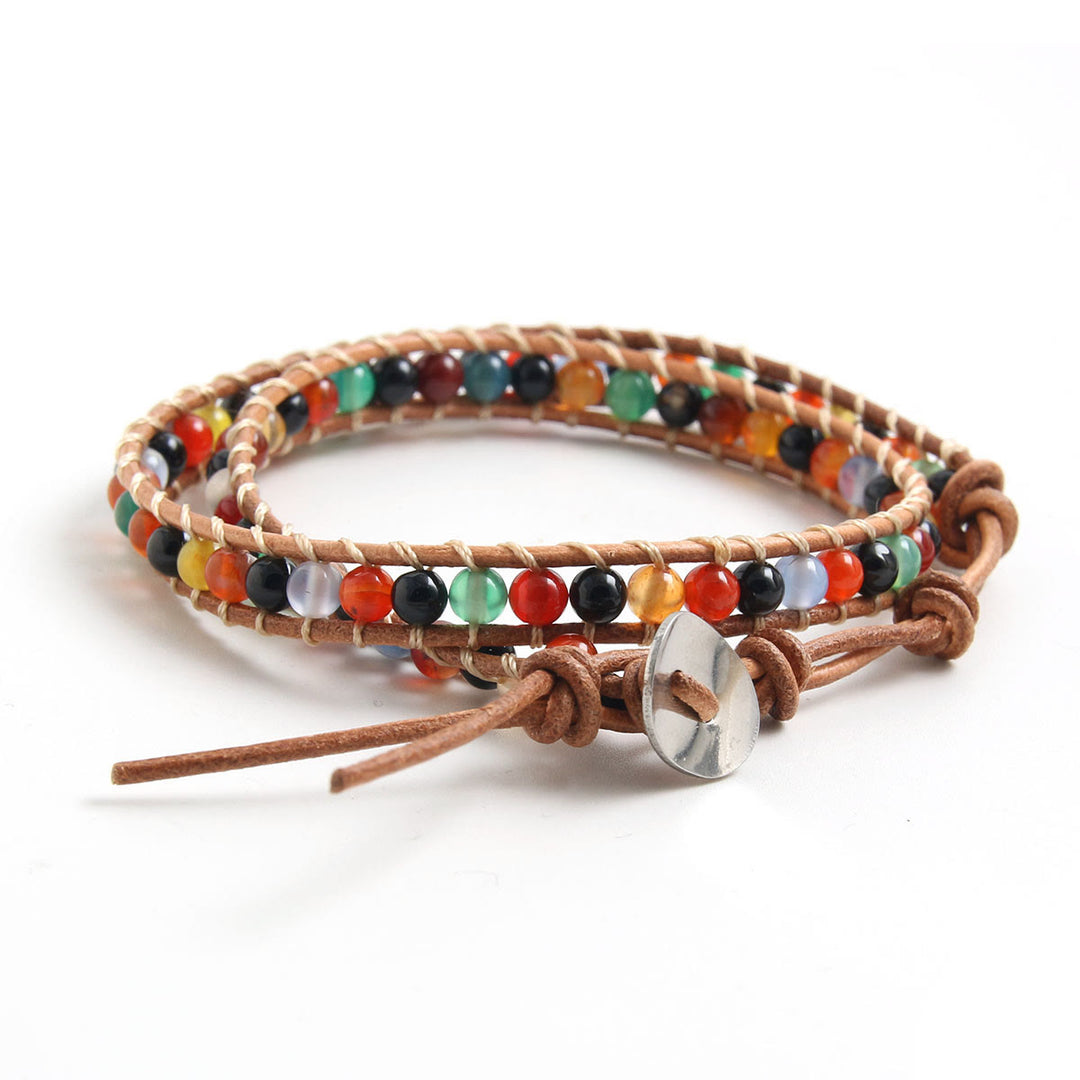 Olivenorma Natural stone beads leather rope braided Bracelet - image 11