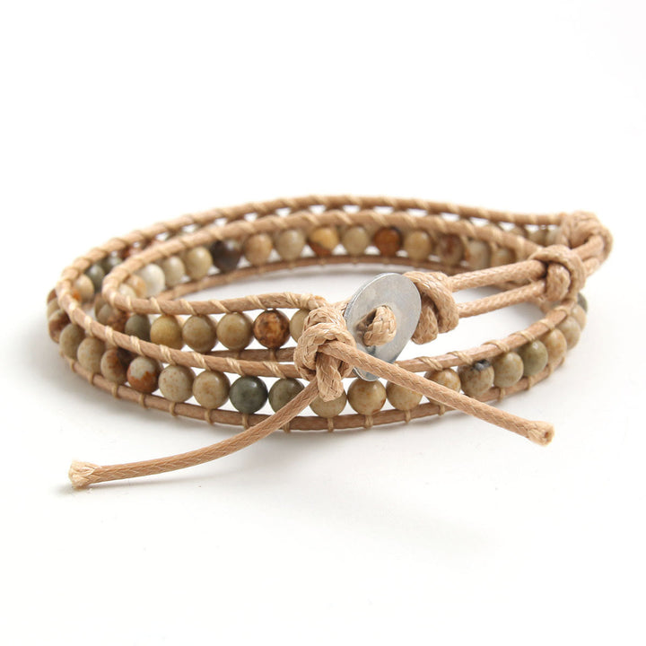 Olivenorma Natural stone beads leather rope braided Bracelet - image 7