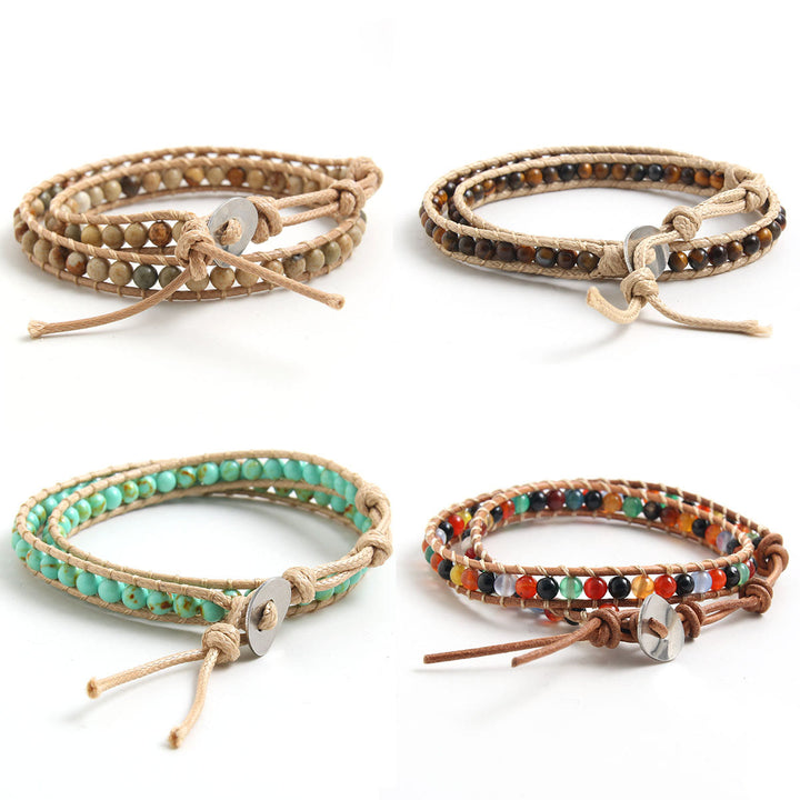 Olivenorma Natural stone beads leather rope braided Bracelet - image 16