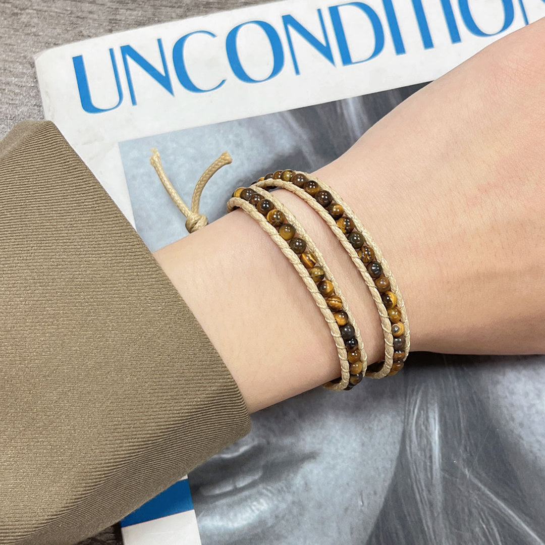 Olivenorma Natural stone beads leather rope braided Bracelet - image 1