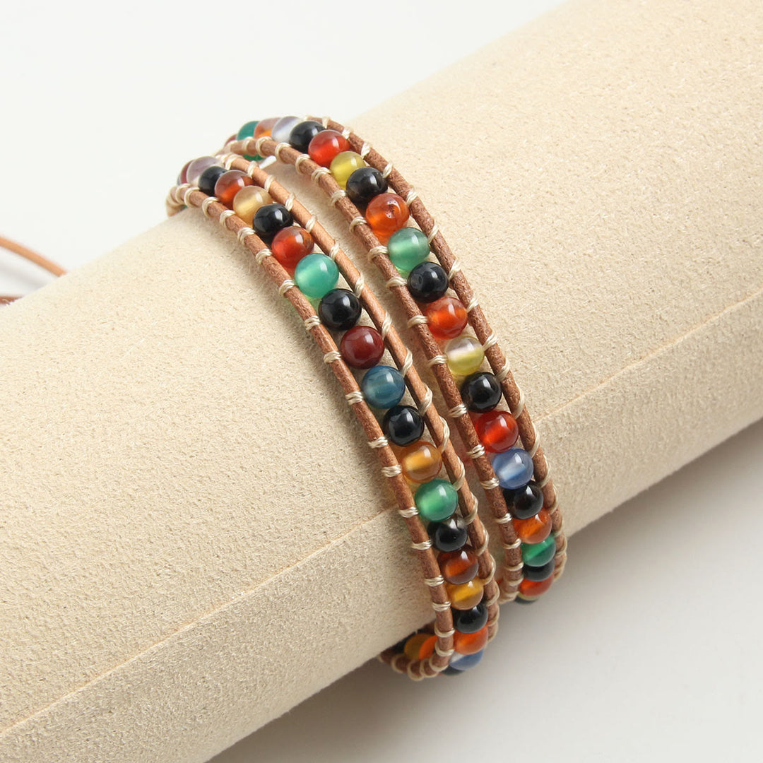 Olivenorma Natural stone beads leather rope braided Bracelet - image 10