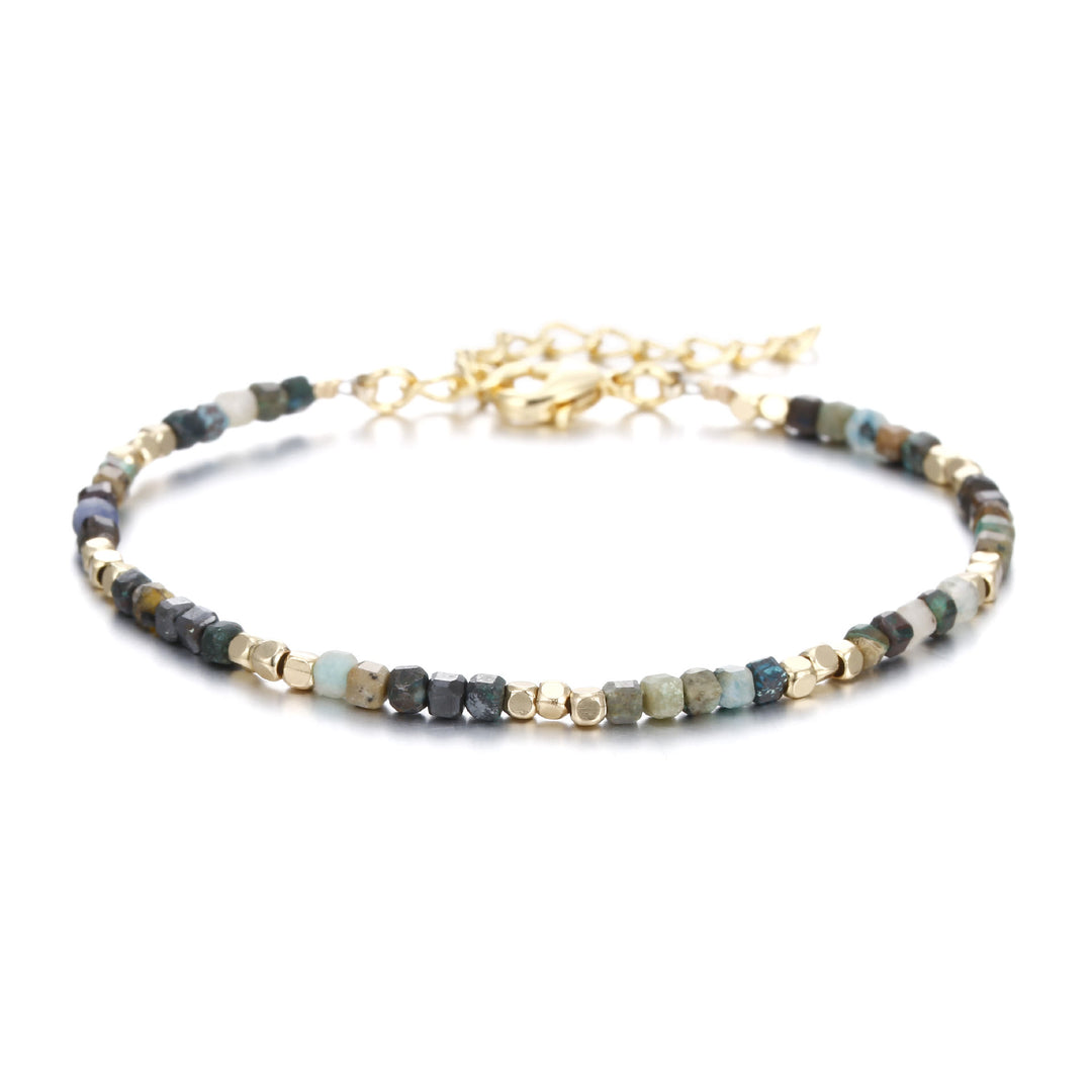 Olivenorma Natural Stone Cube Cut Metal Buckle Bracelet - Malachite - image 13