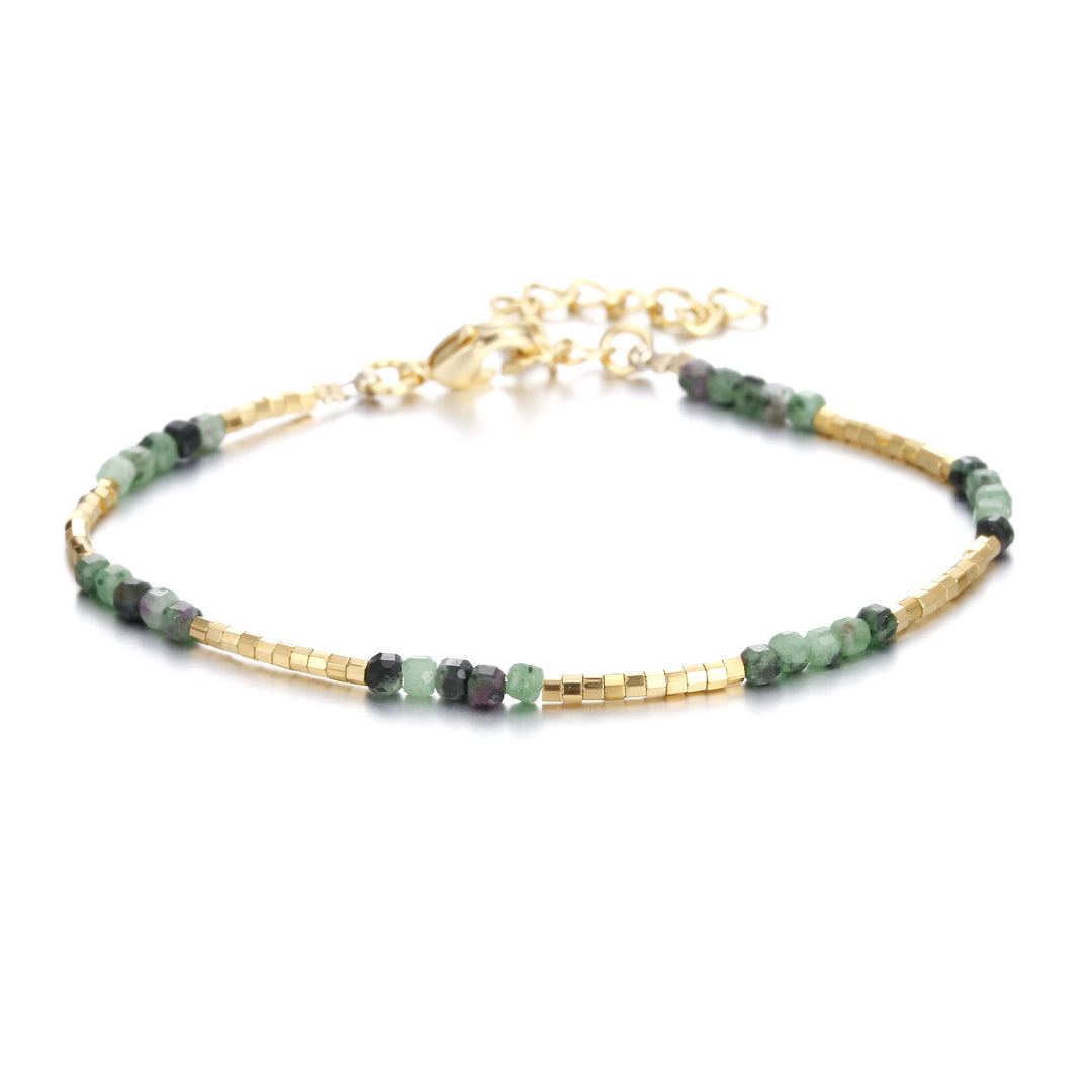 Olivenorma Natural Stone Cube Cut Metal Buckle Bracelet - Ruby Zoisite - image 23