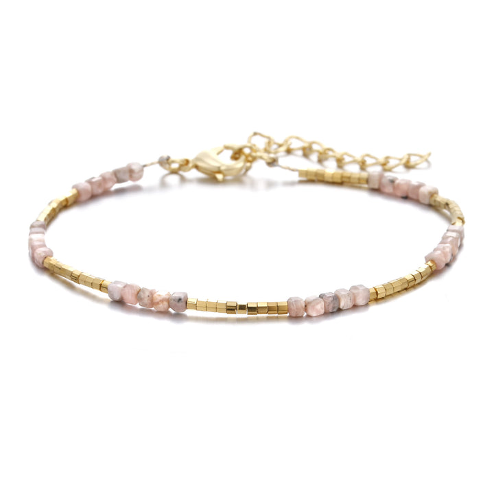 Olivenorma Natural Stone Cube Cut Metal Buckle Bracelet - Plum Tourmaline - image 15