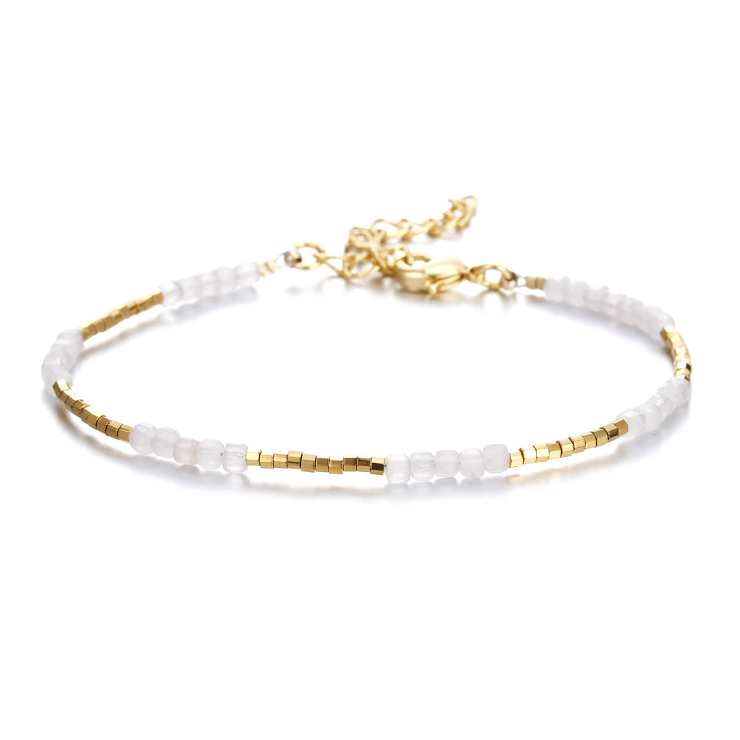 Olivenorma Natural Stone Cube Cut Metal Buckle Bracelet - Clear Quartz - image 5